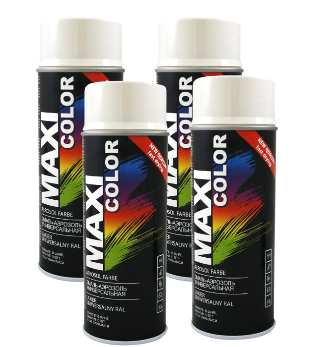 MAXI COLOR Quick Drying Spray Paint Gloss White 2 x 400ml