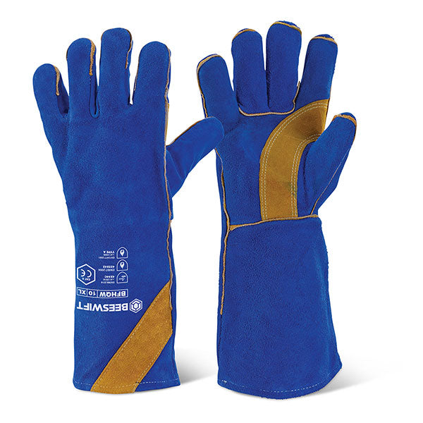 Beeswift Cat2 High Quality Welders Gauntlet Gloves 16" Blue Box 10's