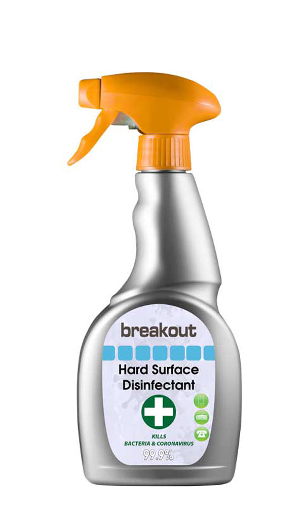 Breakout Hard Surface Sanitiser Spray 500ml Grey 500ml