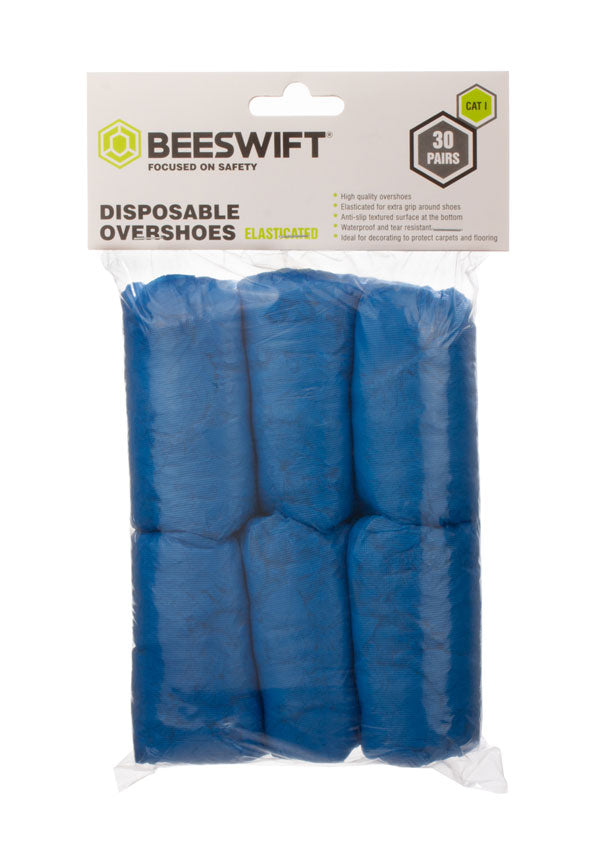 Beeswift Disposable Overshoe Covers Pack Of 30 Blue Pairs