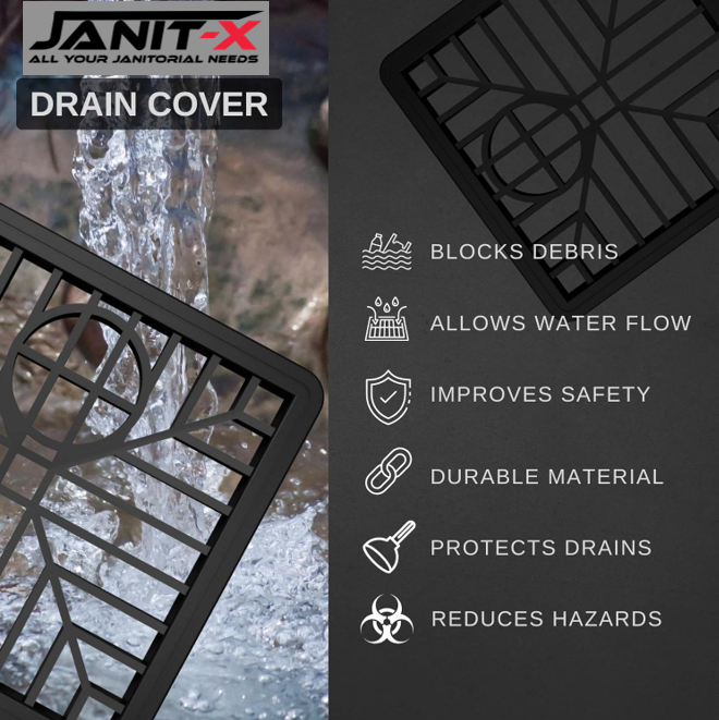 Janit-X Square Drain Covers Outdoor Drainage Channel | PVC Plastic Grid Cover | 15cm