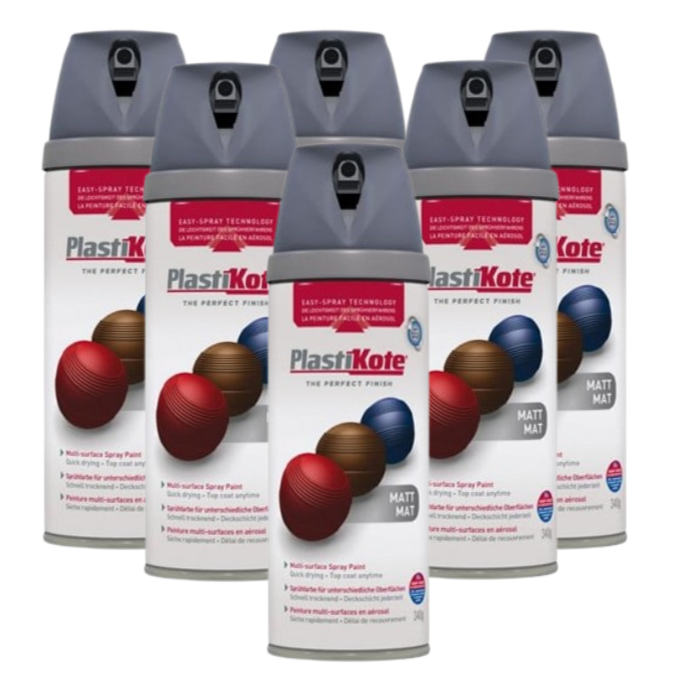 Plasti-Kote Premium Spray Paint | Multi Surface | Matt Grey | 400ml