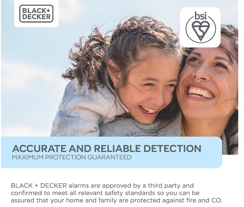 Black + Decker Smoke Alarm |10 Year Sealed Lithium Battery Life | Optical Sensor.