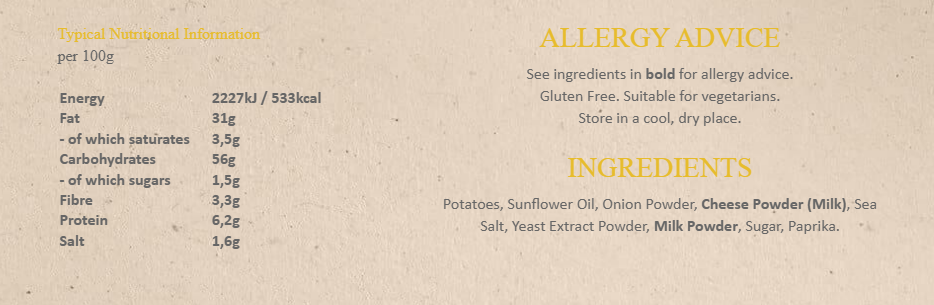 Pipers Gluten-Free Lye Cross Cheddar & Onion Vegetarian Crisps Multi-Pack | 24 x 40g