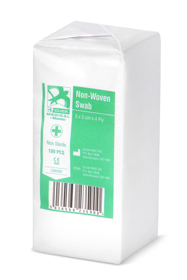 Click Medical Gauze Swabs 5Cm X 5Cm Pack Of 100 Non Sterile White (6 Pack Bundle)