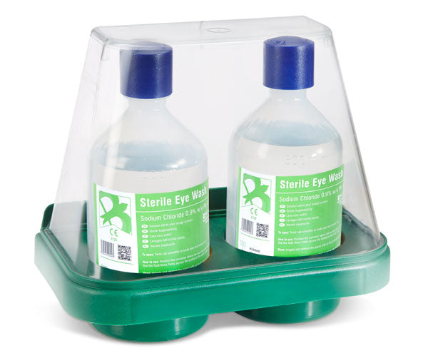Click Medical Double Wall Mount Eyewash Stand With 2 X Bottles Clear