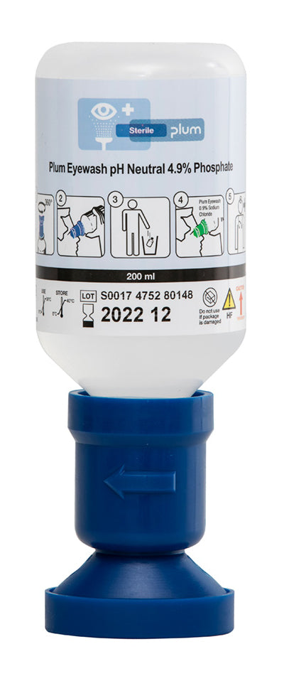 Plum Safety Eyewash 200ml Ph N 4.9 Phosphate With Eyecup Blue 200ml