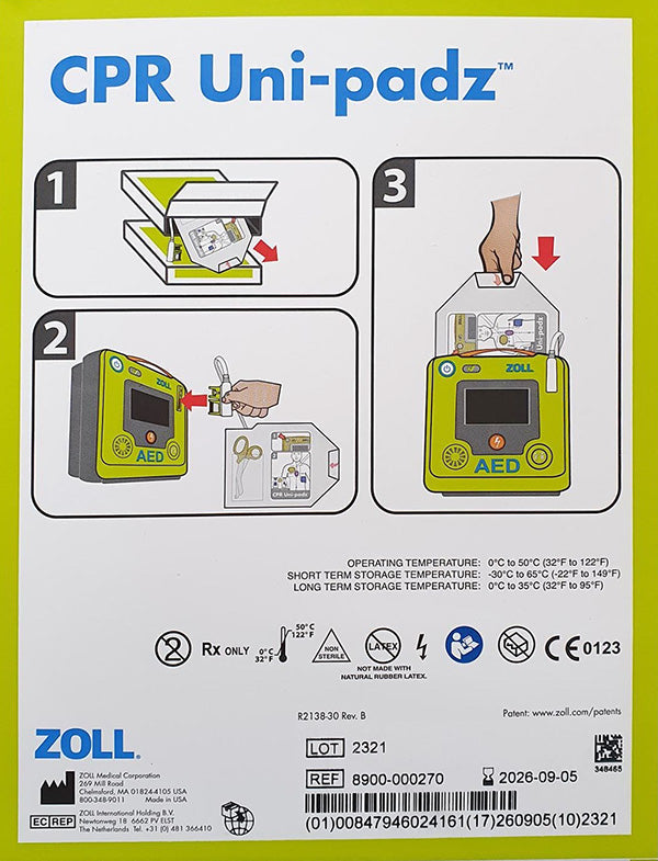 Zoll Aed 3 Cpr Adult/Child Uni-Padz White