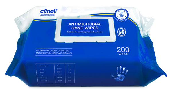 Clinell Antimicrobial Hand Wipes Box of 200
