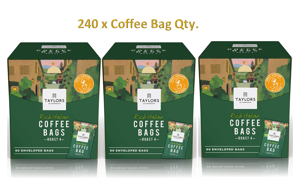 Taylors of Harrogate Rich Italian Coffee Bags Pack 80s