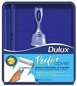 Dulux Perfect Roller And Tray Set | 9 Inch Roller and Tray | Multi Pack | Medium Pile | Soft Gri