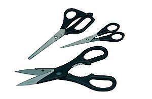 Culinare C33001 3 Piece Scissor Set, Black, Stainless Steel, 140 Mm/180 Mm/200 Mm,