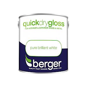 Berger 5090640 Quick Dry Gloss 2.5L Brilliant White, Various, 2.5 L (Pack Of 1)