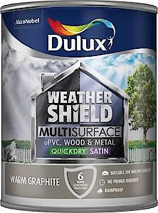 Dulux Weather Shield Multi-Surface Quick Dry Satin Paint, 750 Ml - Pure Brilliant White