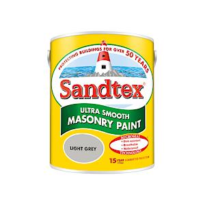 Sandtex Microseal | Smooth Masonry Paint | Light Grey | 5 Litre