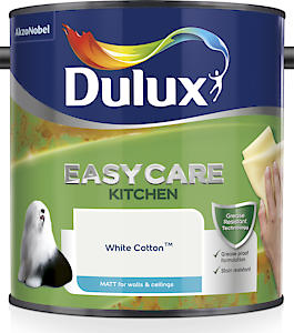 Dulux Easycare Kitchen Matt Emulsion Paint For Walls And Ceilings - White Cotton 2.5 Litres