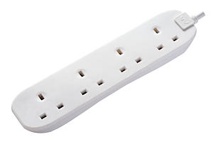 Masterplug Four Socket Long Extension Lead, 5 Metre, White