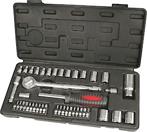 Hilka 02204302 3/8-Inch And 1/4-Inch Drive Socket Set Metric (43-Piece)