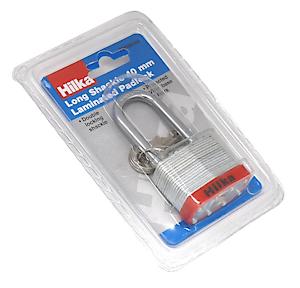 Hilka 70606040 Long Shackle Laminated Padlock, 40 Mm