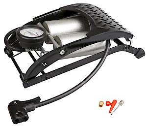 Hilka Tools 83450502 Heavy Duty Double Barrel Foot Pump,Black