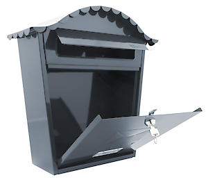 Burg-Wachter Anthracite Classic Wall Mounted Galvanised Steel Lockable Weatherproof Post Box