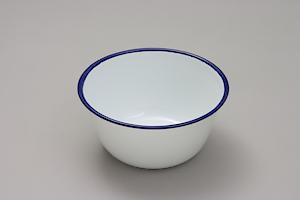Genware 59512 Enamel Round Deep Pie Dish, 12 Cm, Black/White