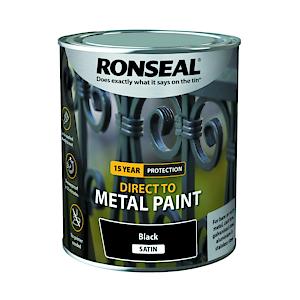 Ronseal Direct To Metal Paint Black Satin 750Ml