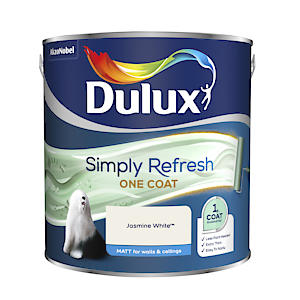 Dulux Simply Refresh Matt Emulsion Paint - Jasmine White - 2.5L, 5382883