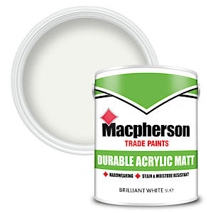 5L Macpherson Durable Acrylic Matt Emulsion Pure Brilliant White