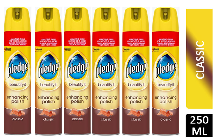 Pledge Classic Enhancing Wood Polish 250ml Fast & Easy Shine - UK BUSINESS SUPPLIES