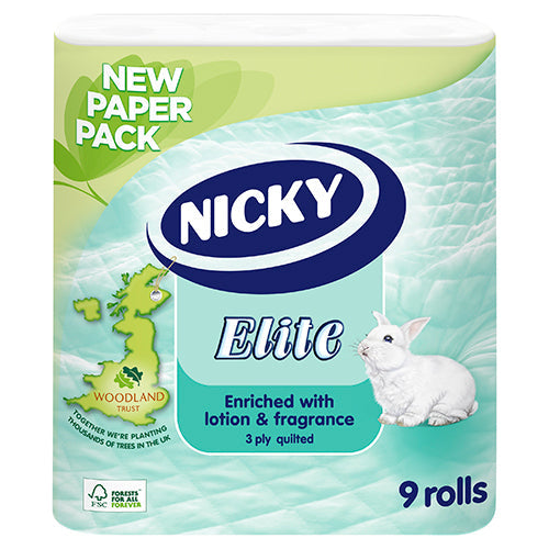 Nicky Elite FSC White Toilet Rolls 9 Pack