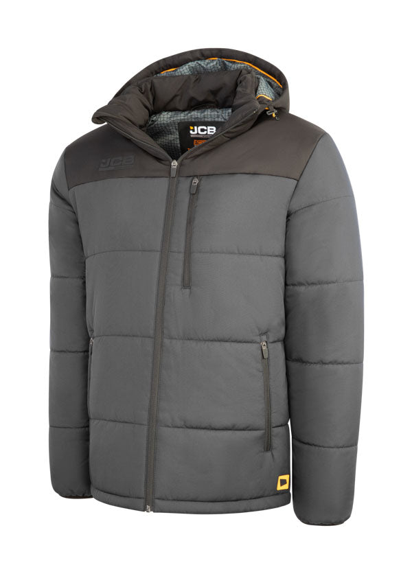 Jcb Unisex Padded Jacket With Hood Grey/Black ALL SIZES