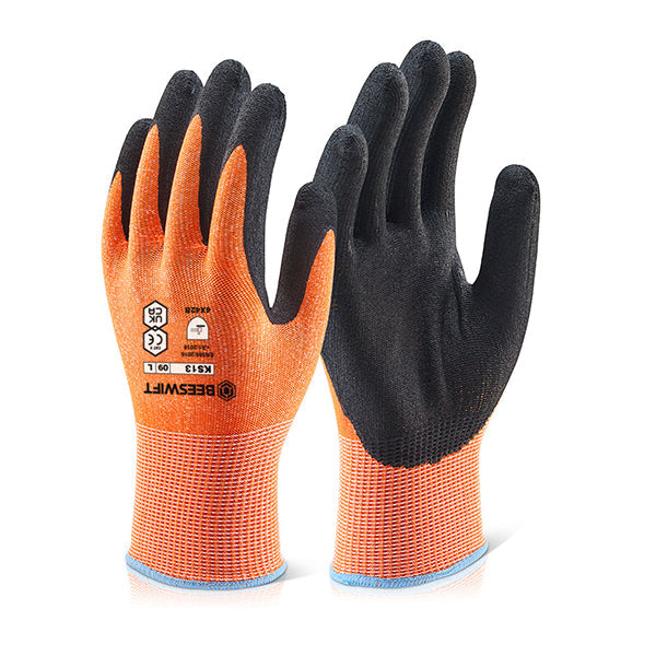 Beeswift Kutstop Micro Foam Nitrile Amber Cut Level 3 Gloves - {ALL COLOURS / SIZES}