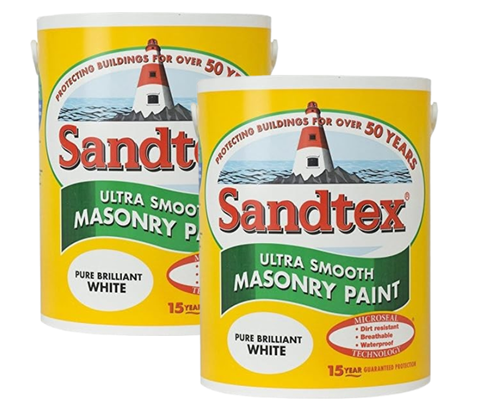 Sandtex Microseal | Smooth Masonry Paint | Pure Brilliant White | 5 Litre