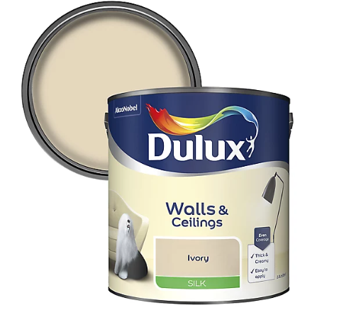 Dulux Silk Emulsion Paint For Walls And Ceilings - Ivory 2.5 Litres