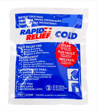 Rapid Relief Instant Cold Pack Smalll 4"X 6" White 6"