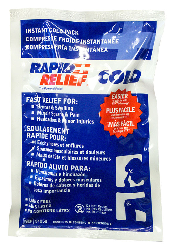 Rapid Relief Instant Cold Pack Large 5"X 9" White 9"