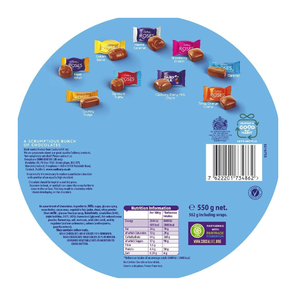 Cadbury Roses Tub | Assorted Cadbury Chocolates 1 x 475g Tub