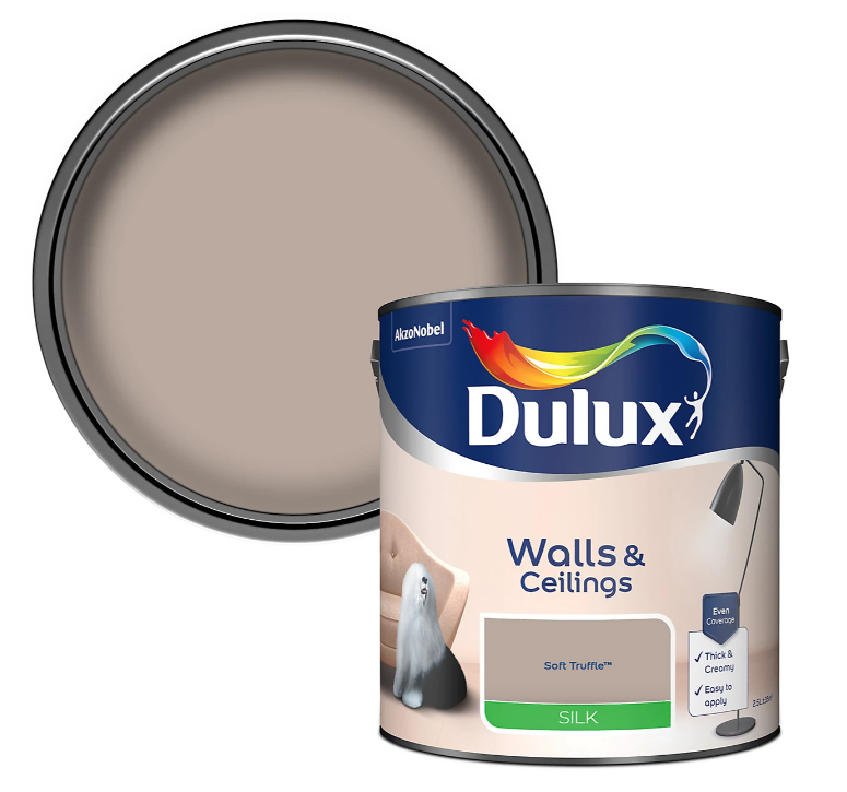 Dulux Silk Emulsion Paint For Walls And Ceilings - Soft Truffle 2.5 Litres