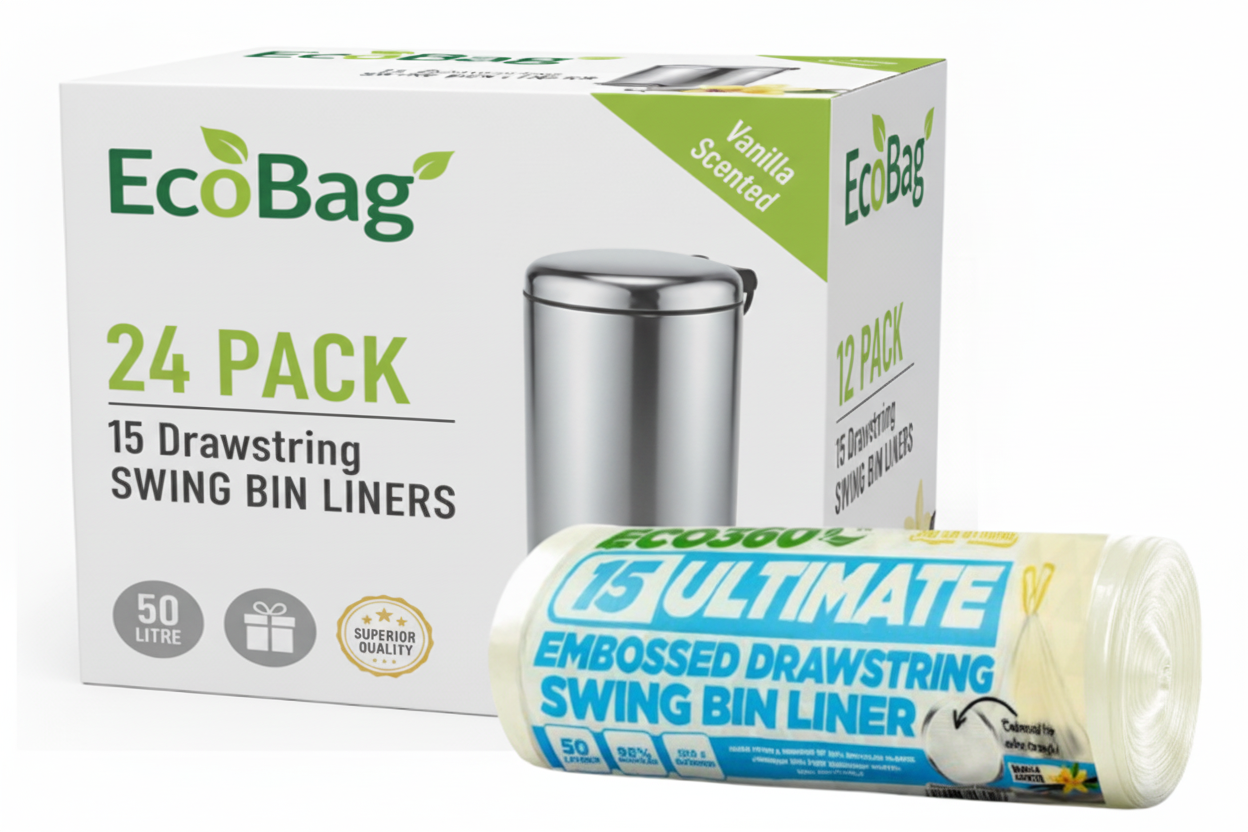 Ecobag Swing Bin Liners Vanilla 50 Litre Pack 15's
