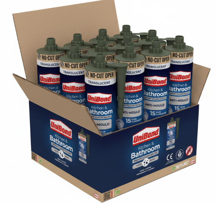 UniBond Kitchen and Bathroom Mould-Resistant, Translucent Silicone Sealant | 1 x 280ml Cartridge