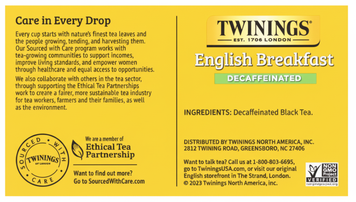 Twinings English Breakfast Decaf String & Tagged 100's