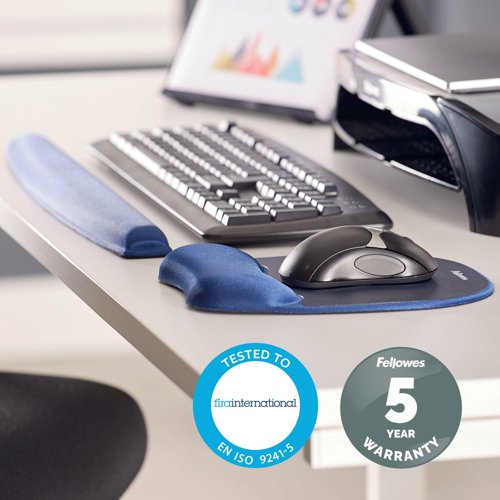 Fellowes Memory Foam Mouse Pad Wrist Support Sapphire Blue 9172801