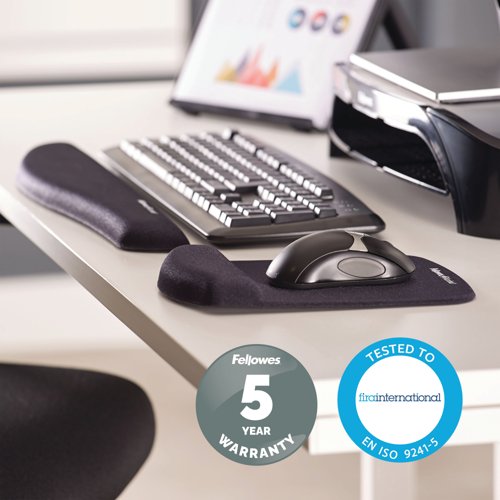Fellowes Plush Touch Keyboard Wrist Support Black 9252103
