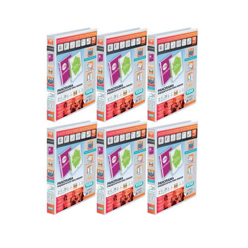 Elba Panorama 25mm 2 D-Ring Presentation Binder A4 White (6 Pack) 400008413