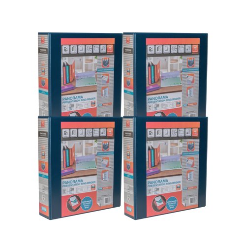 Elba Panorama 50mm 4 D-Ring Presentation Binder A4 Blue (Pack of 4) 400008431