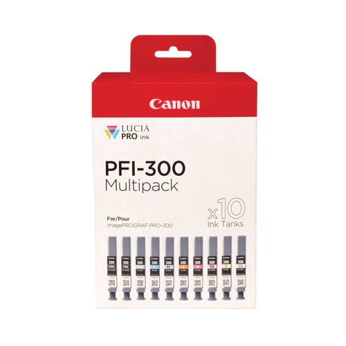 Canon PFI-300 Ink Cartridges MBK/C/M/Y/PBK/CO/GY/R/PC/PM Multipack 4192C008