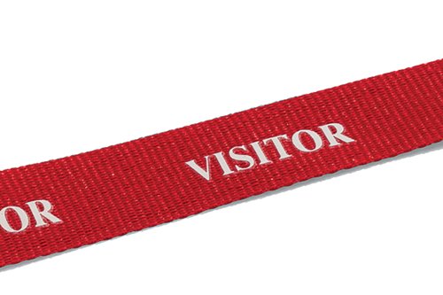 Durable Soft Textile VISITOR Lanyard with Clip and Breakaway Red (Pack of 10) 823803