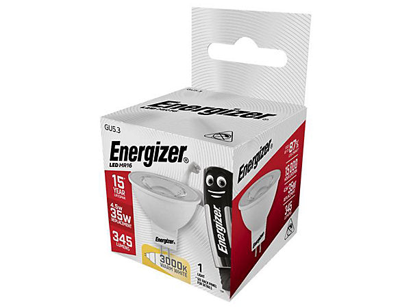 Energizer S8832 LED GU5.3 (MR16) 36 Non-Dimmable Bulb, Warm White 345 lm 4.5W ENGS8832 | 4 Pack