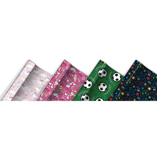 Kids Giftwrap Wrapping Paper 3m Assorted Pack of 49 37088-GWC